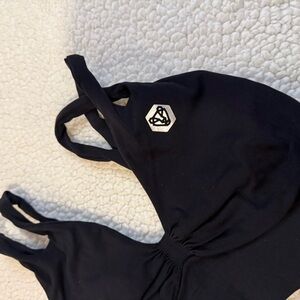 Black Sleeveless Top with Logo